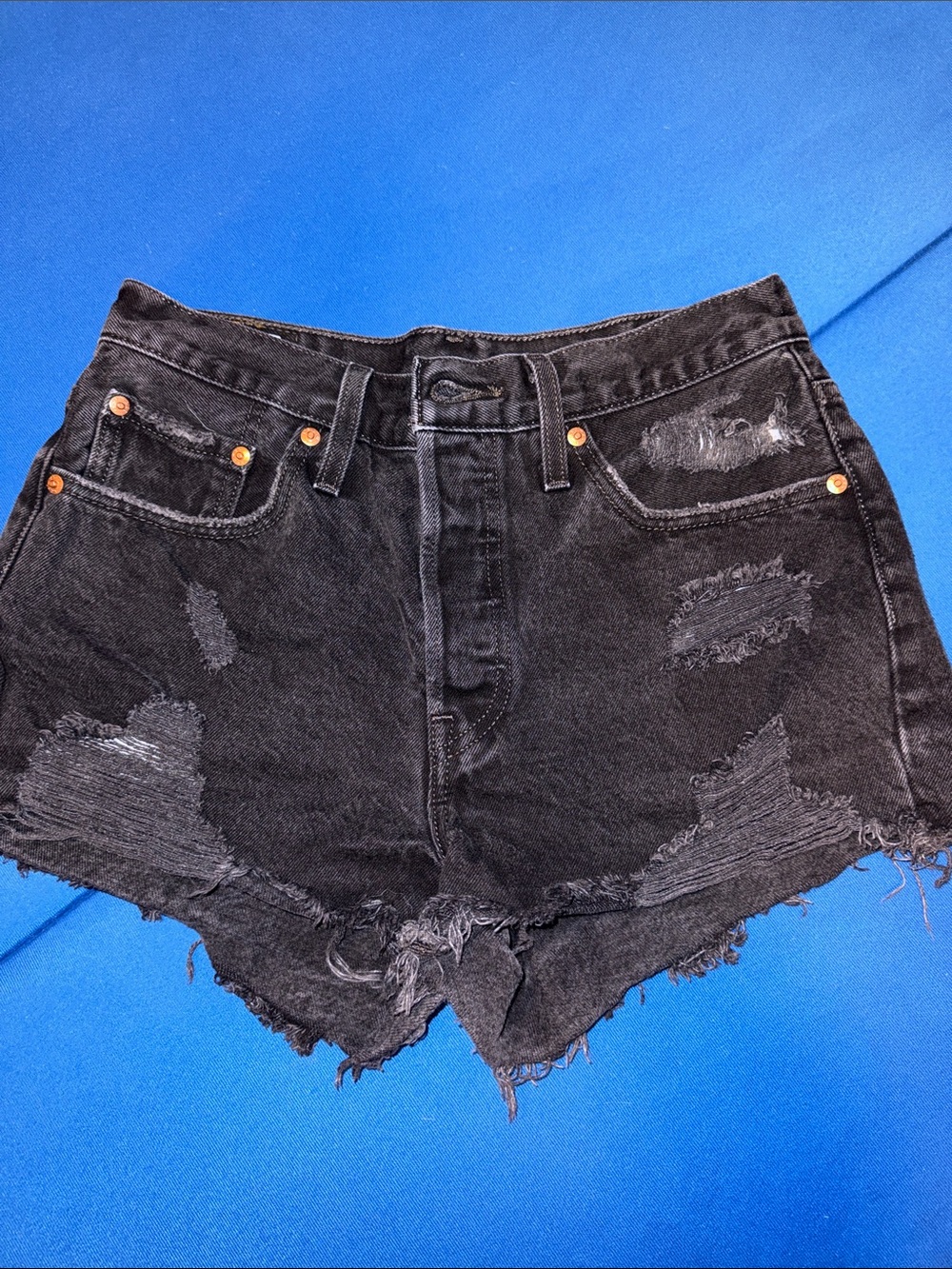 Levi's Black Distressed Cutoff Denim Shorts